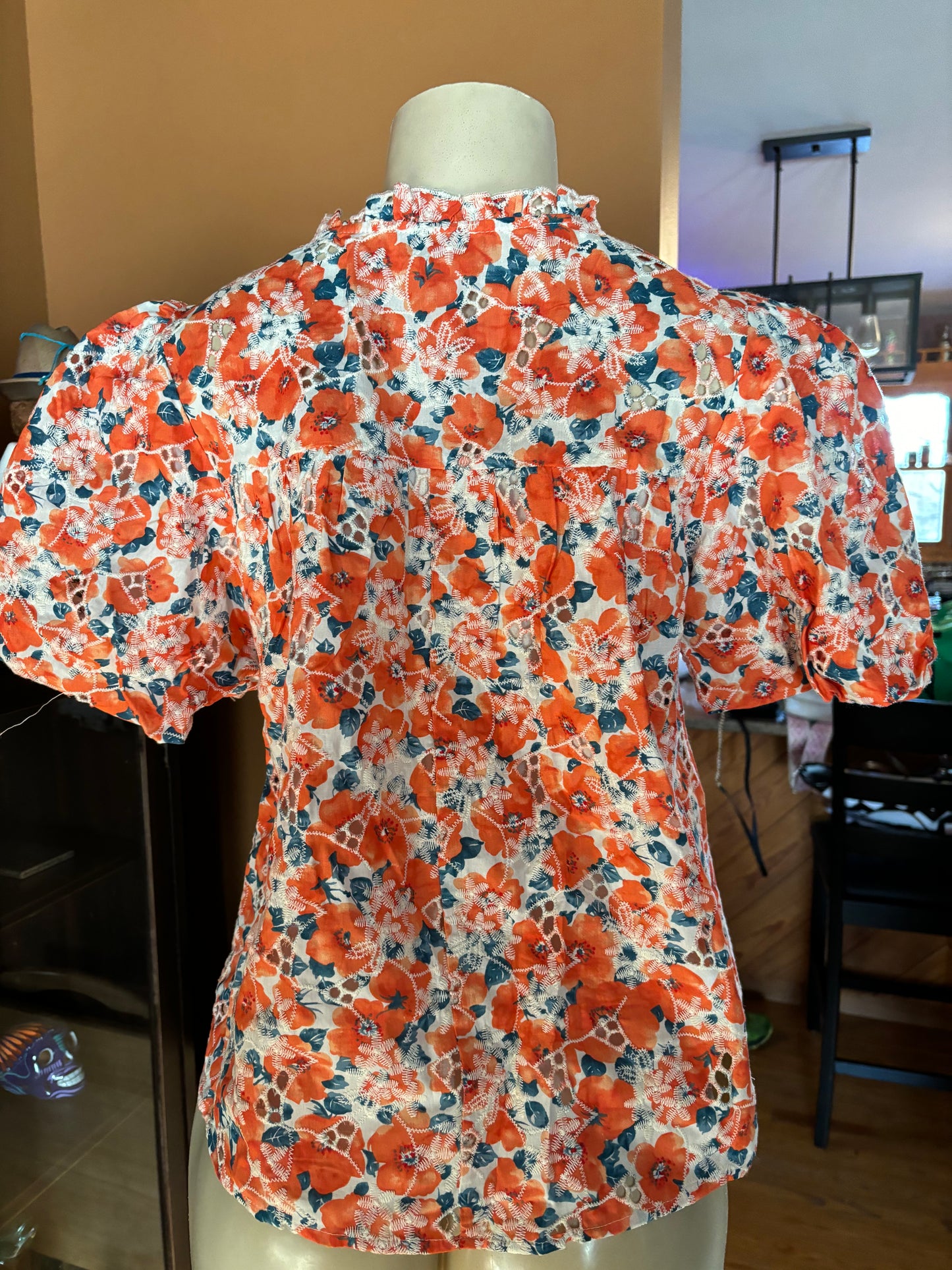 Voy Floral Short Puff Sleeve Top
