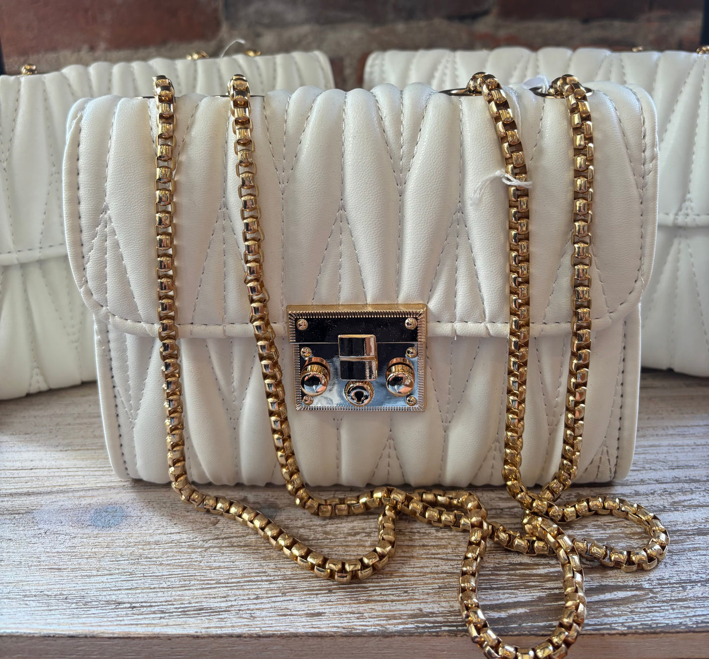 White & Gold Messenger Purse