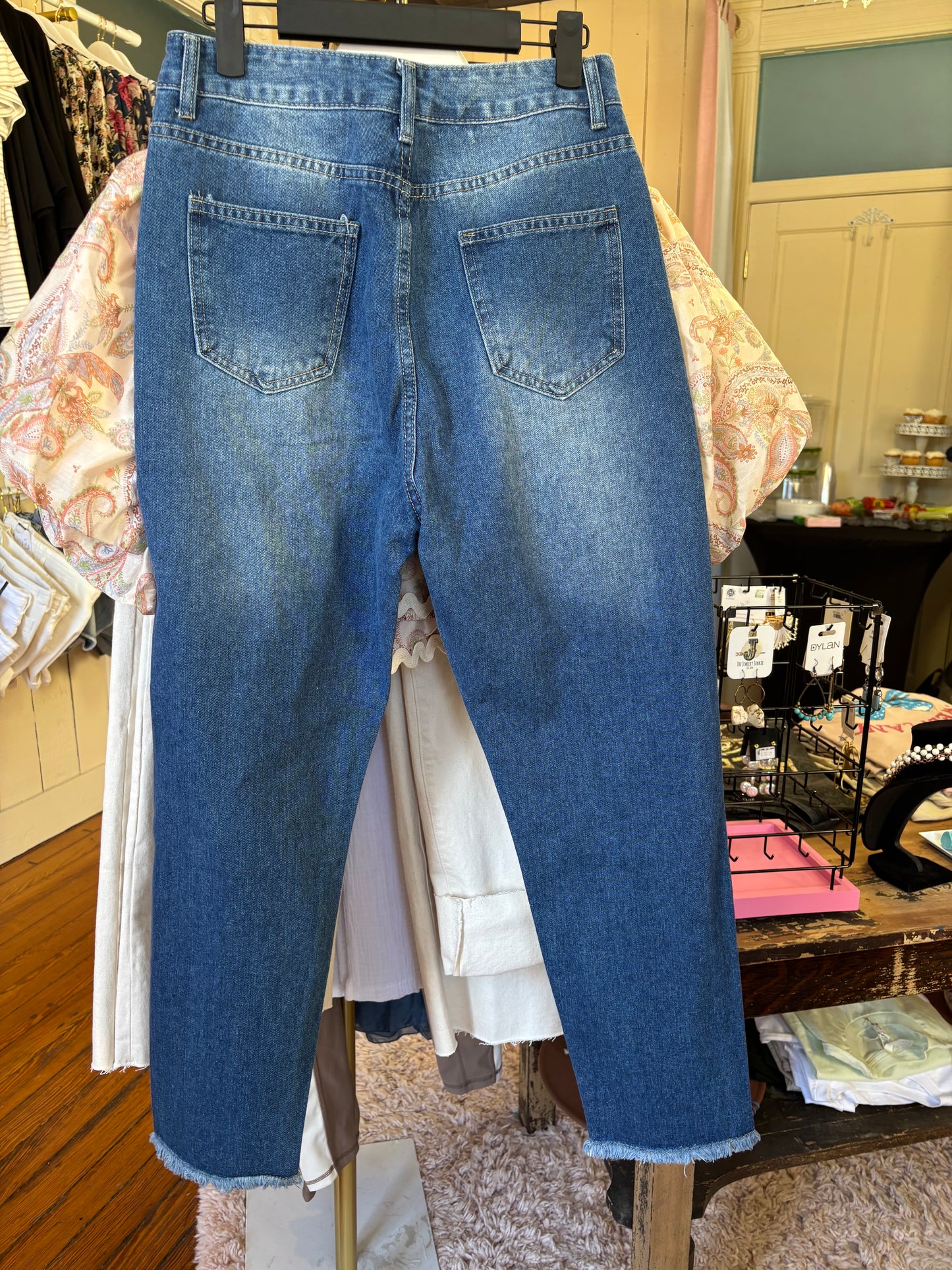 High Rise Mom Distressed Jeans