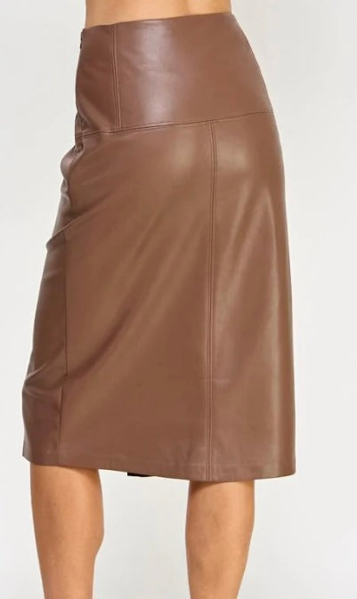 Ellison Mocha Leather Skirt
