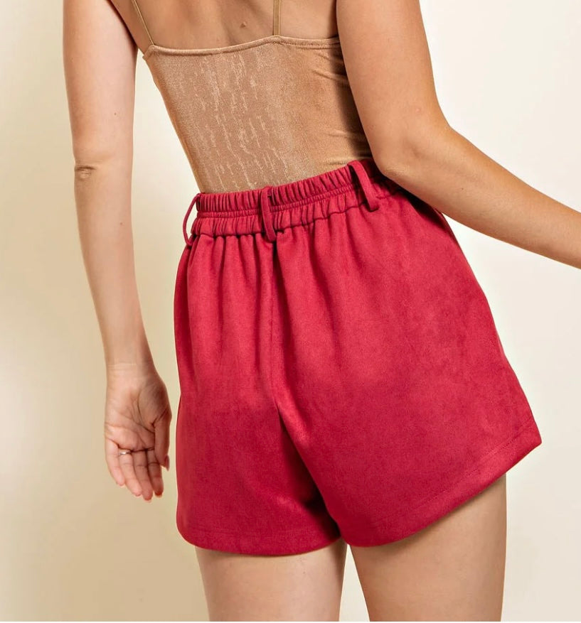 Red Suede Shorts