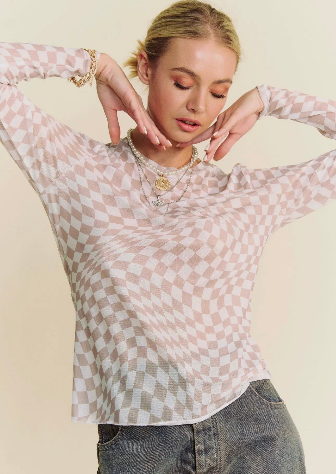 Mesh Long Sleeve Top