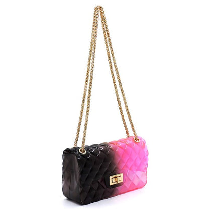 Quilt Embossed Multi Color Jelly Shoulder Bag