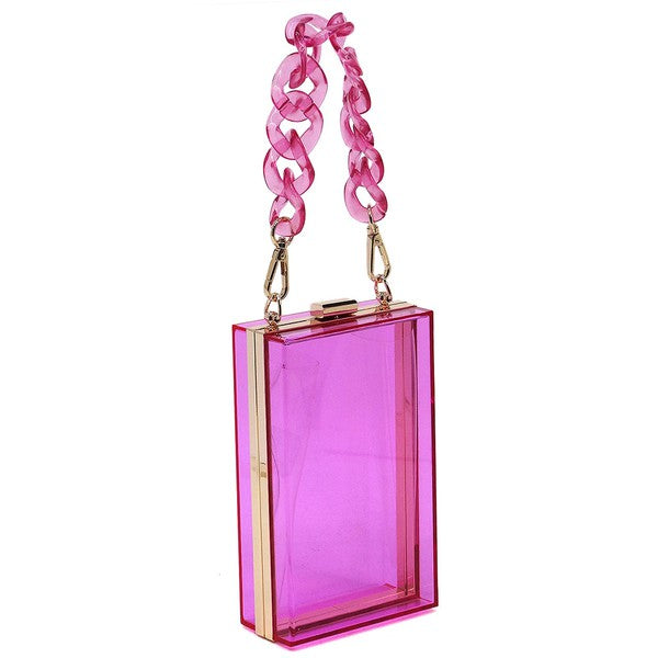 Acrylic Chain Handle See Thru Crossbody Clutch