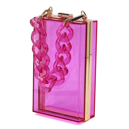 Acrylic Chain Handle See Thru Crossbody Clutch