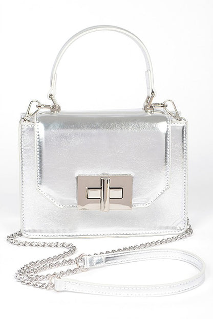 Metallic Top Handle Convertible Swing Bag