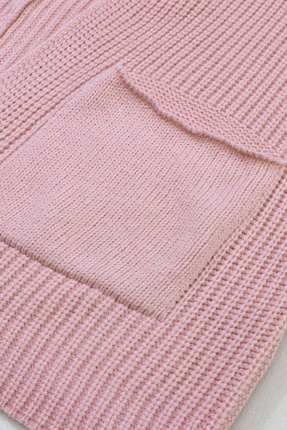 Pink Oversized Fold Over Sleeve Open Front Sweater