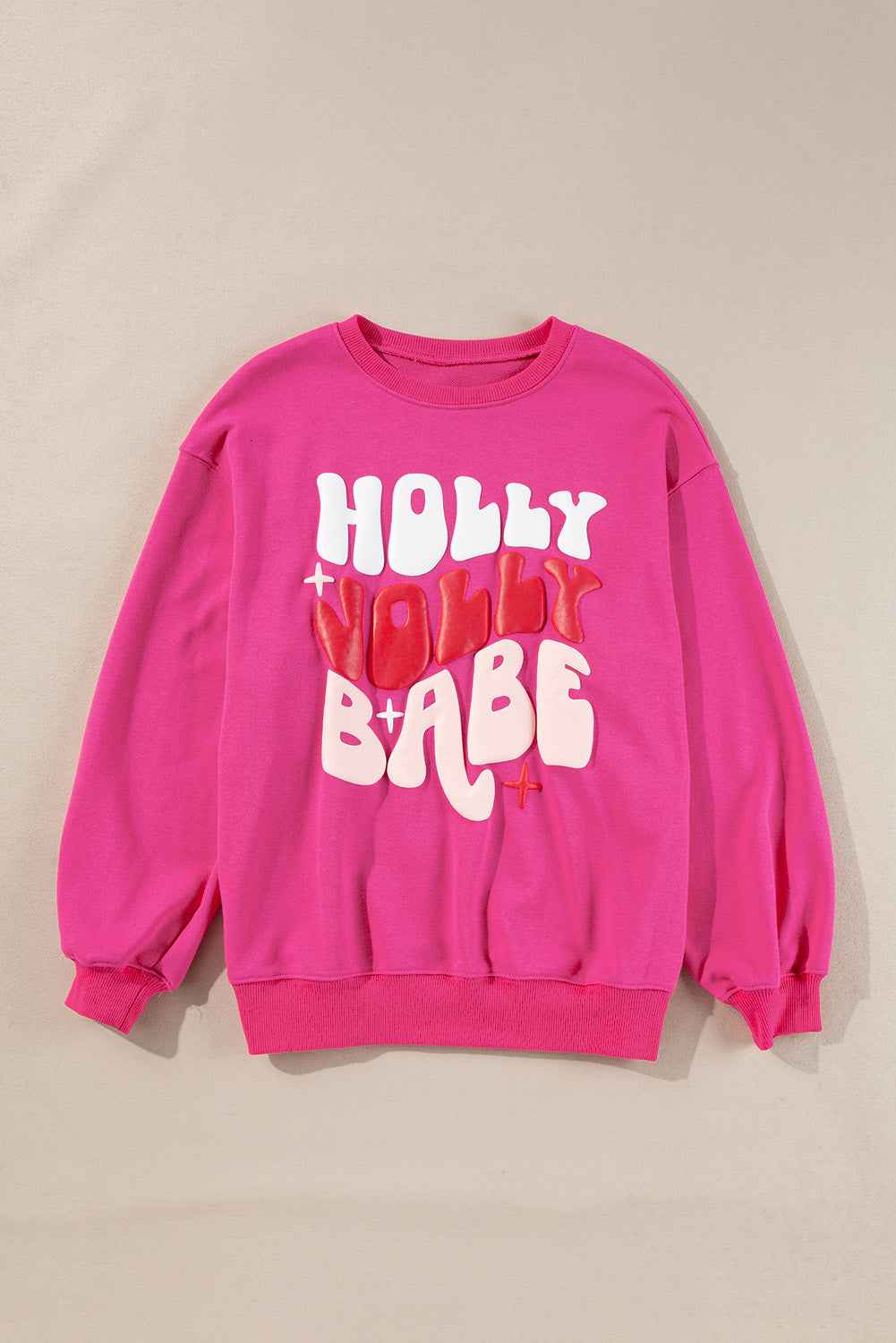 Rose Red Christmas Holly Jolly Babe Graphic Oversized Sweatshirt