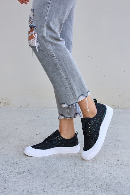 Forever Link Sequin Lace-Up Platform Sneakers