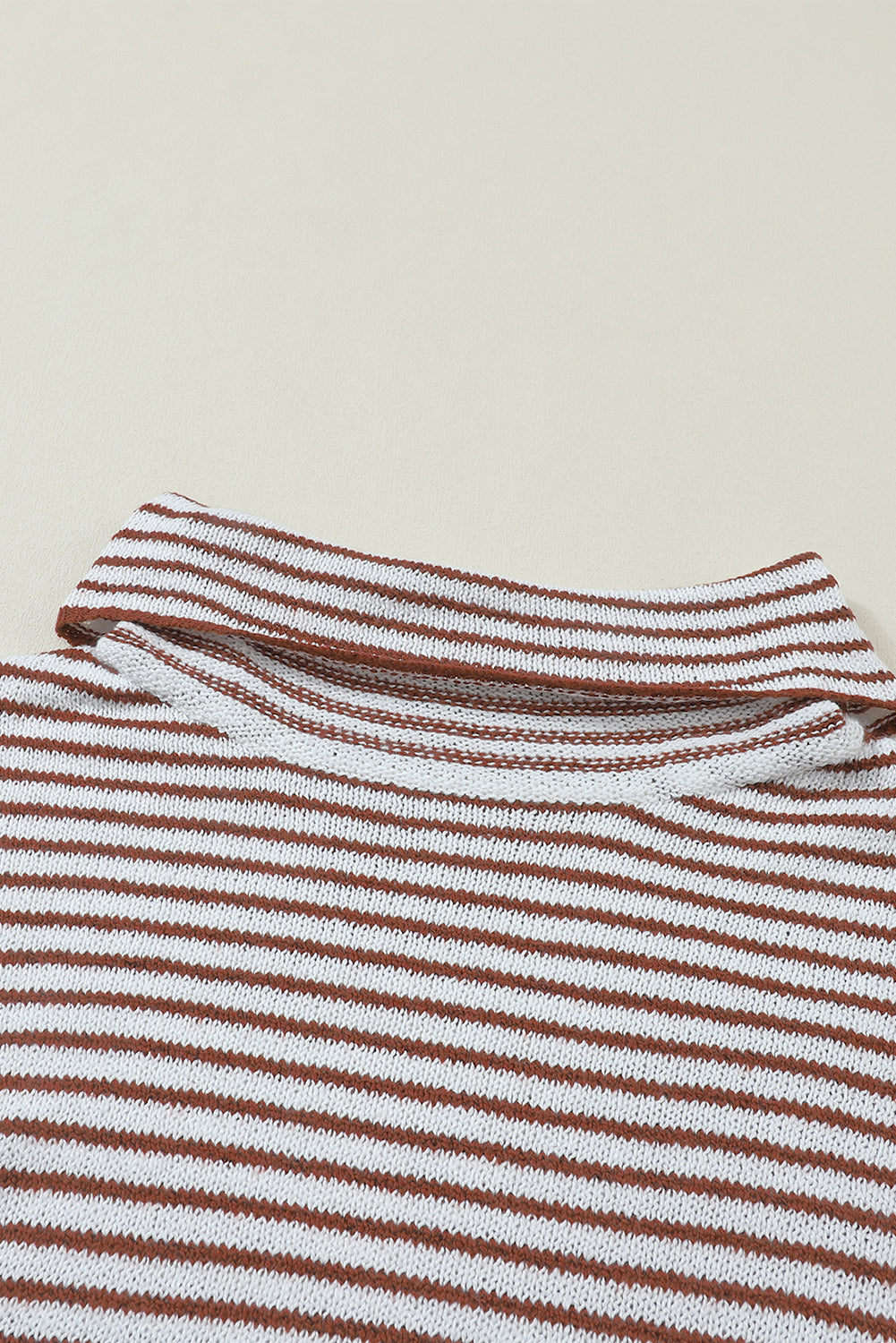 Brown Striped Turtleneck Loose Sweater