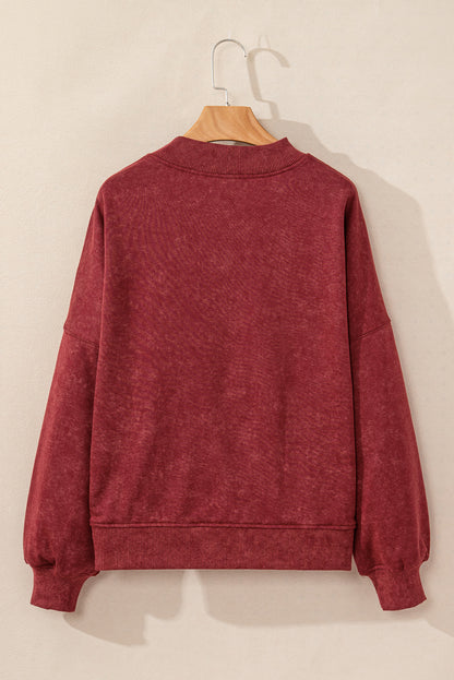 Brown Drop Shoulder Crew Neck Pullover Sweatshirt