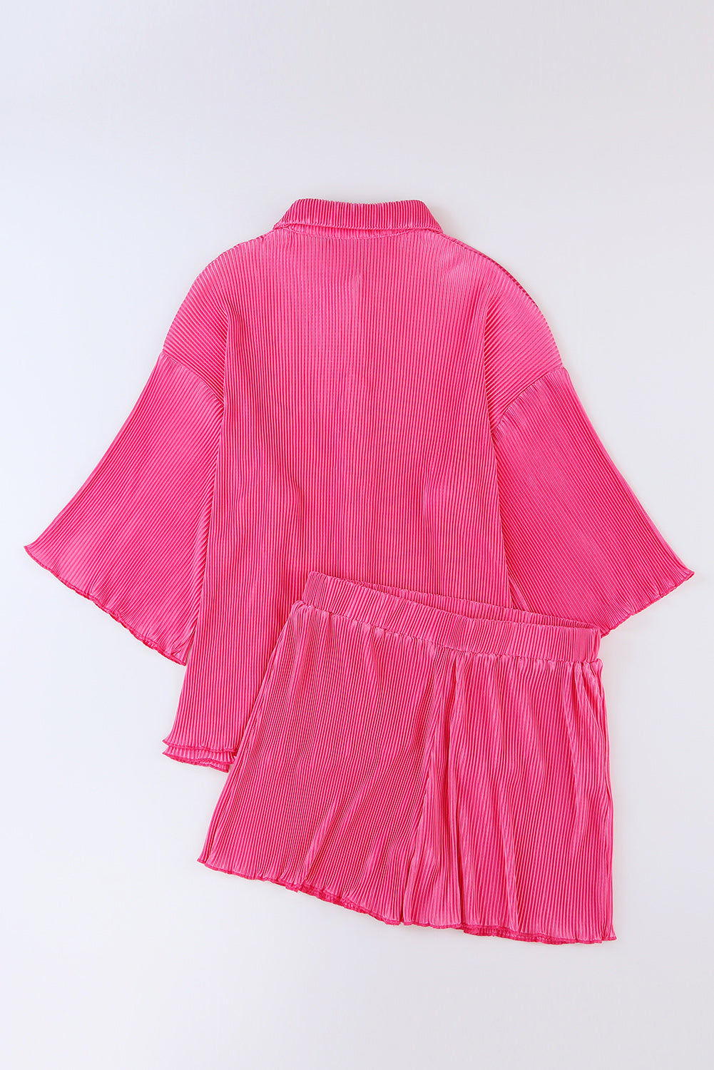 Rose Pleated Long Sleeve Buttoned Drawstring Romper