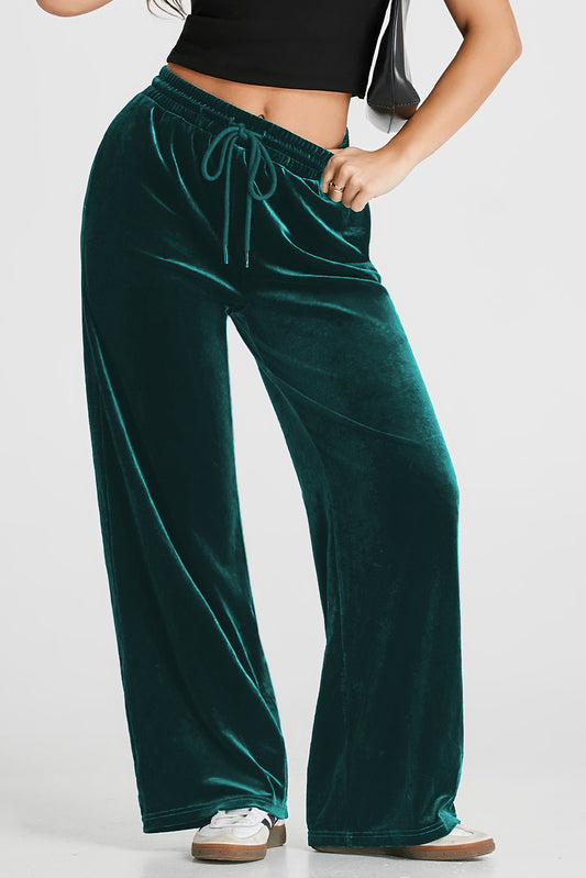 Drawstring Wide Leg Active Pants