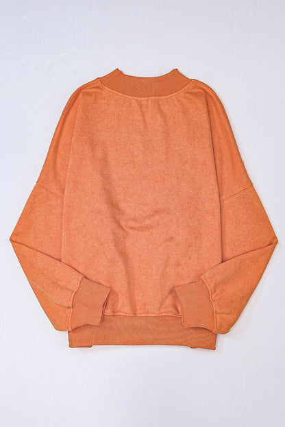 Brown Drop Shoulder Crew Neck Pullover Sweatshirt