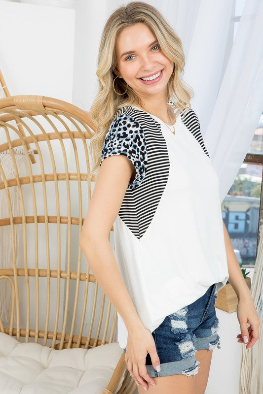 PLUS ANIMAL MIXED COLORBLOCK TOP