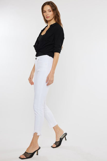 High Rise Hem Detail Ankle Skinny Jeans