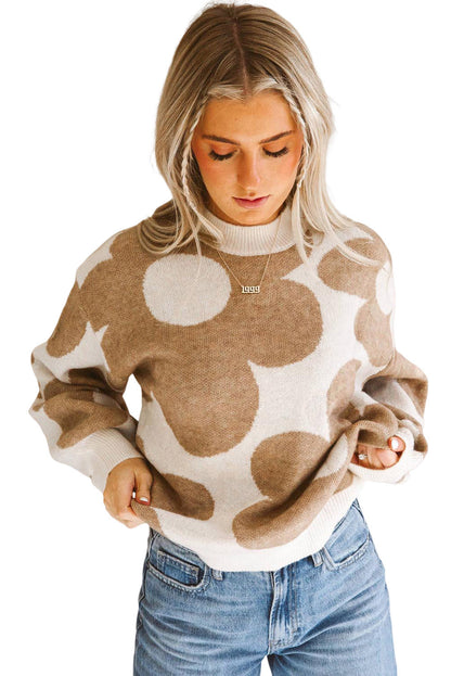 Flower Pattern Slouchy Sweater