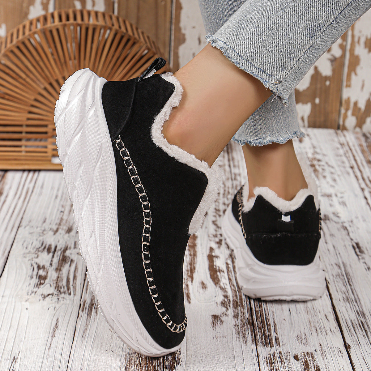 Thermal Suede Platform Slip-On Boots