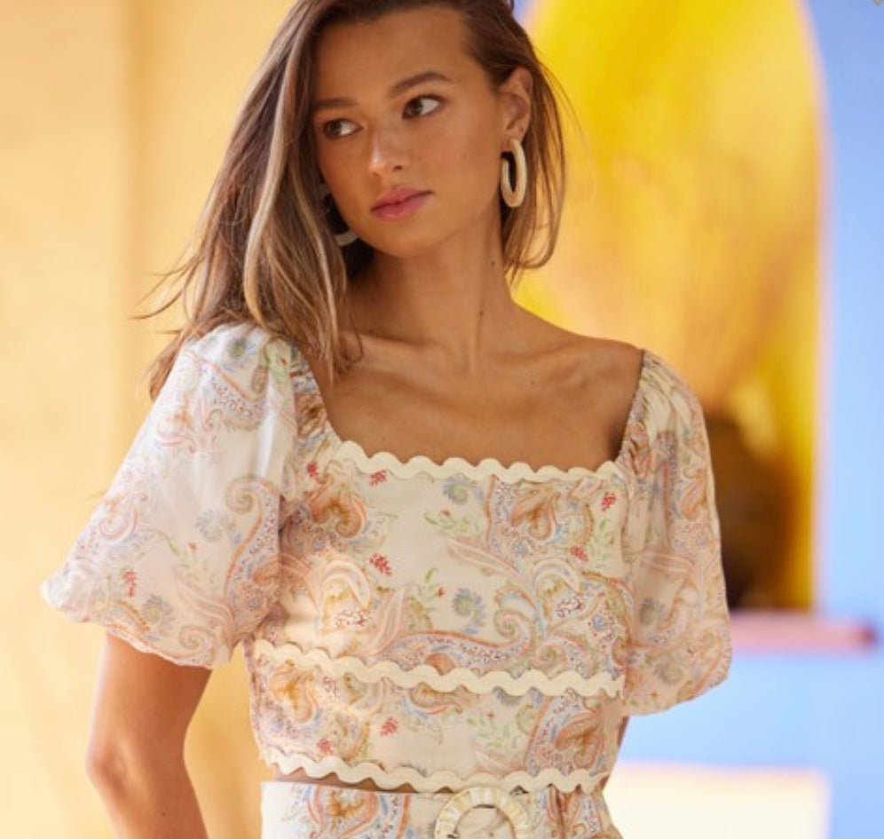 Paisley Square Neck Top