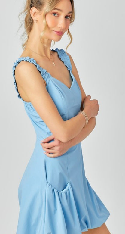Sky Blue Bubble Hem Dress