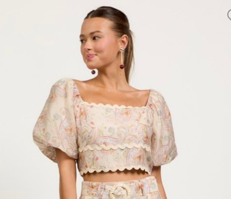 Paisley Square Neck Top