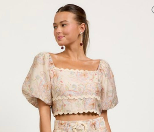 Paisley Square Neck Top