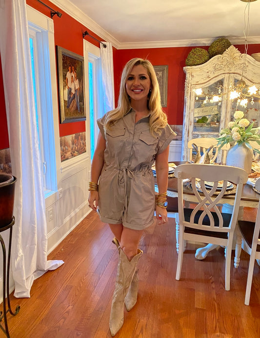 Tan Leather Romper