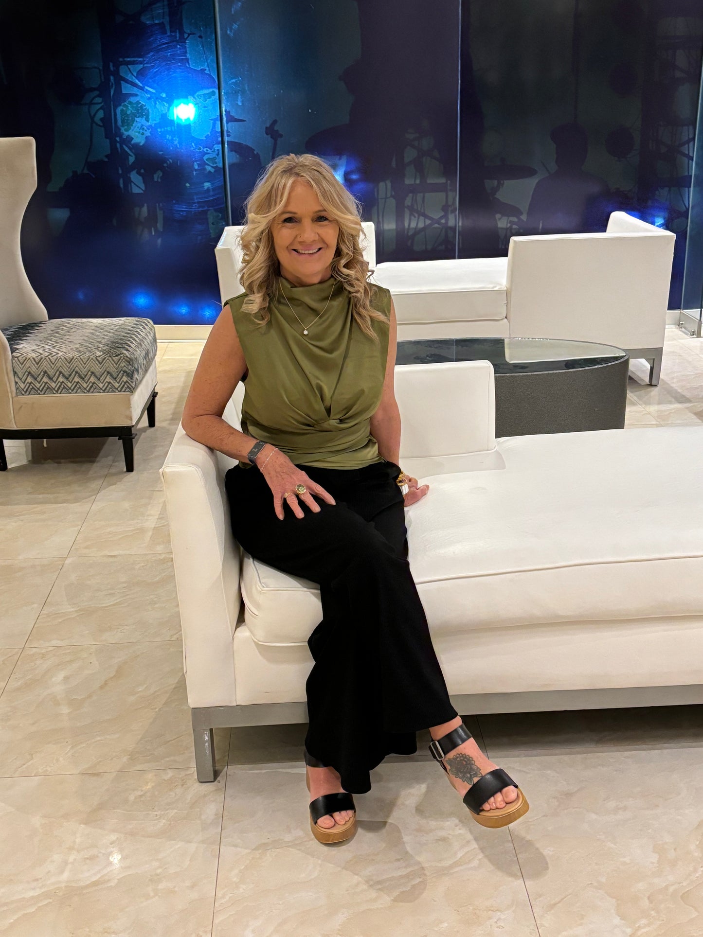 Glam Satin Olive Ruched Top