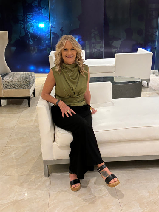 Glam Satin Olive Ruched Top