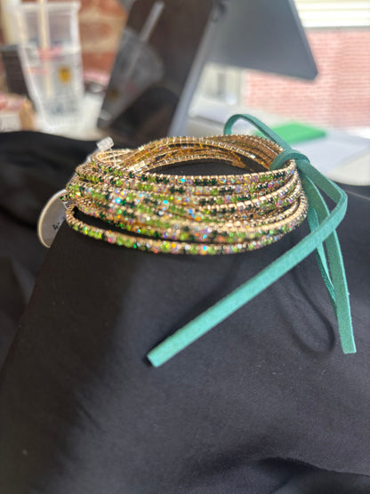 Gold Rhinestone Bracelet Set