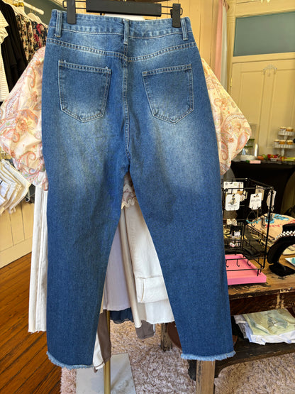 High Rise Mom Distressed Jeans