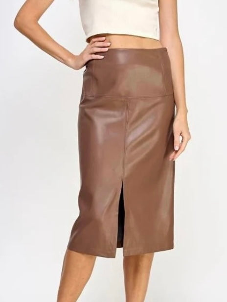 Ellison Mocha Leather Skirt
