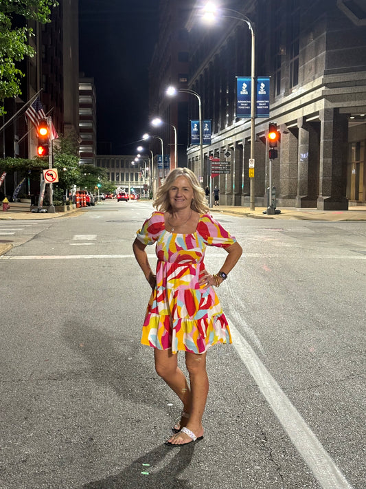 Sweet Dreams Pink Abstract Mini Babydoll Dress