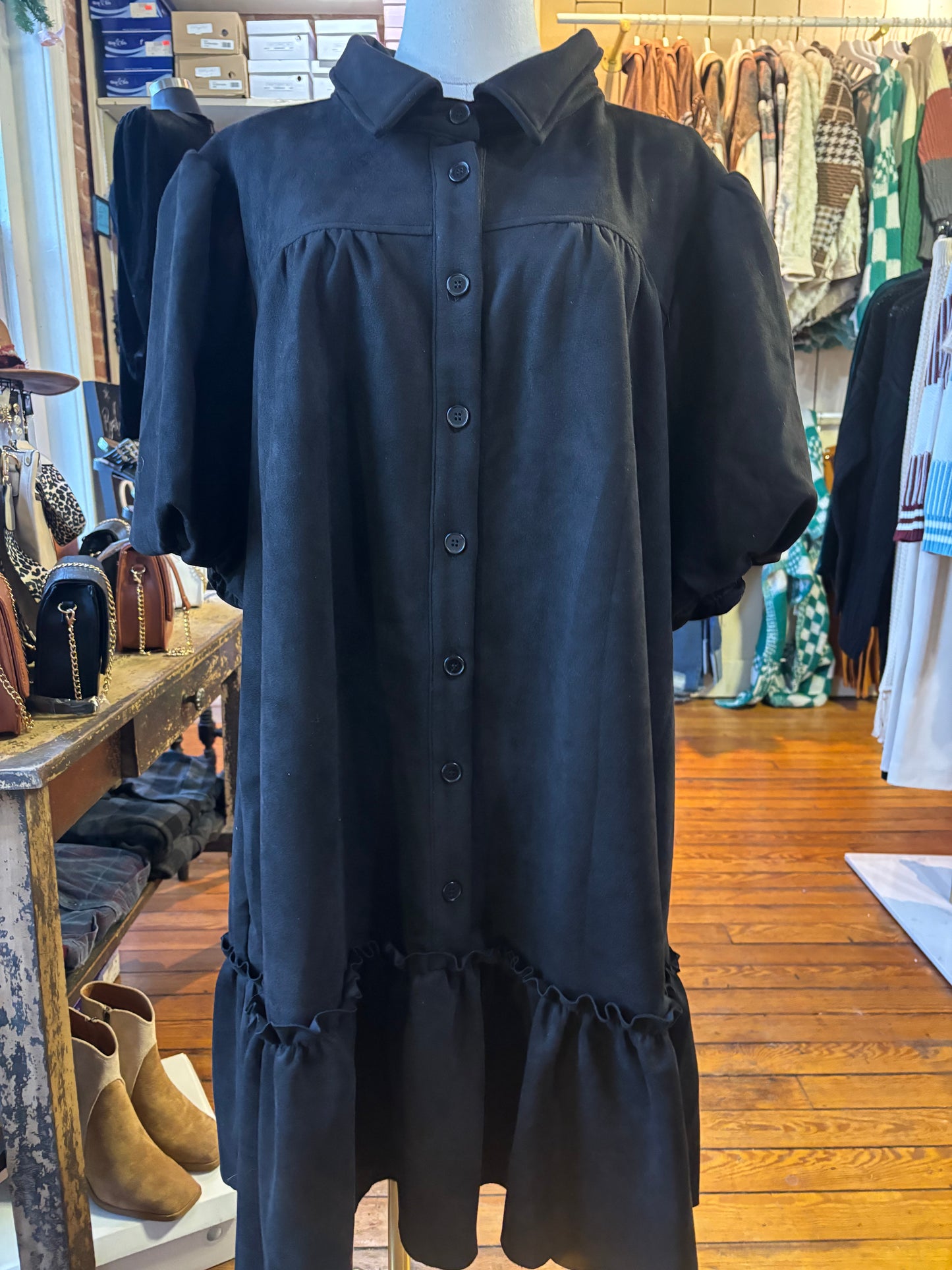 Black Suede Perfect Curves Dress