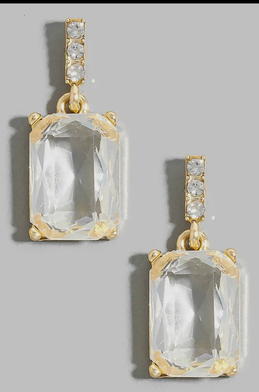 Rectangle Crystal Drop Earrings