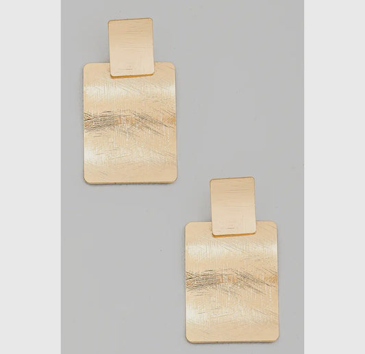 Brushed Metallic Rectangle Earrings