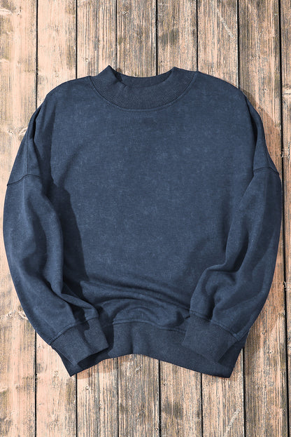 Brown Drop Shoulder Crew Neck Pullover Sweatshirt