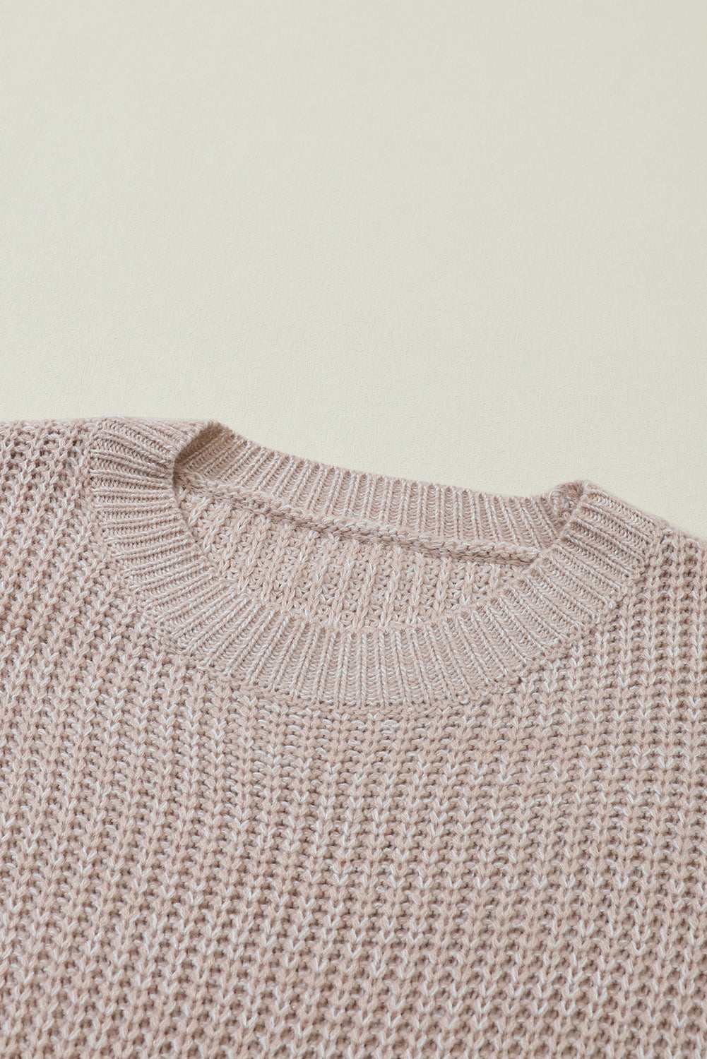 Light Grey Cable Knit Sleeve Drop Shoulder Sweater