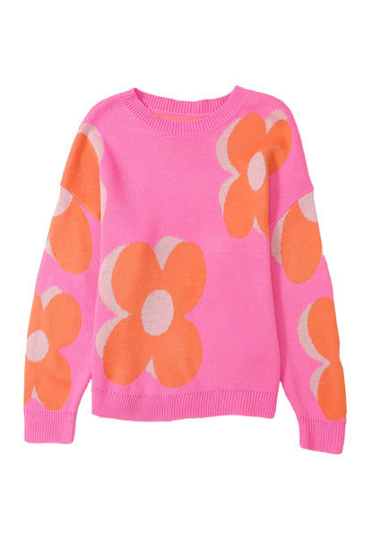 Flower Pattern Slouchy Sweater