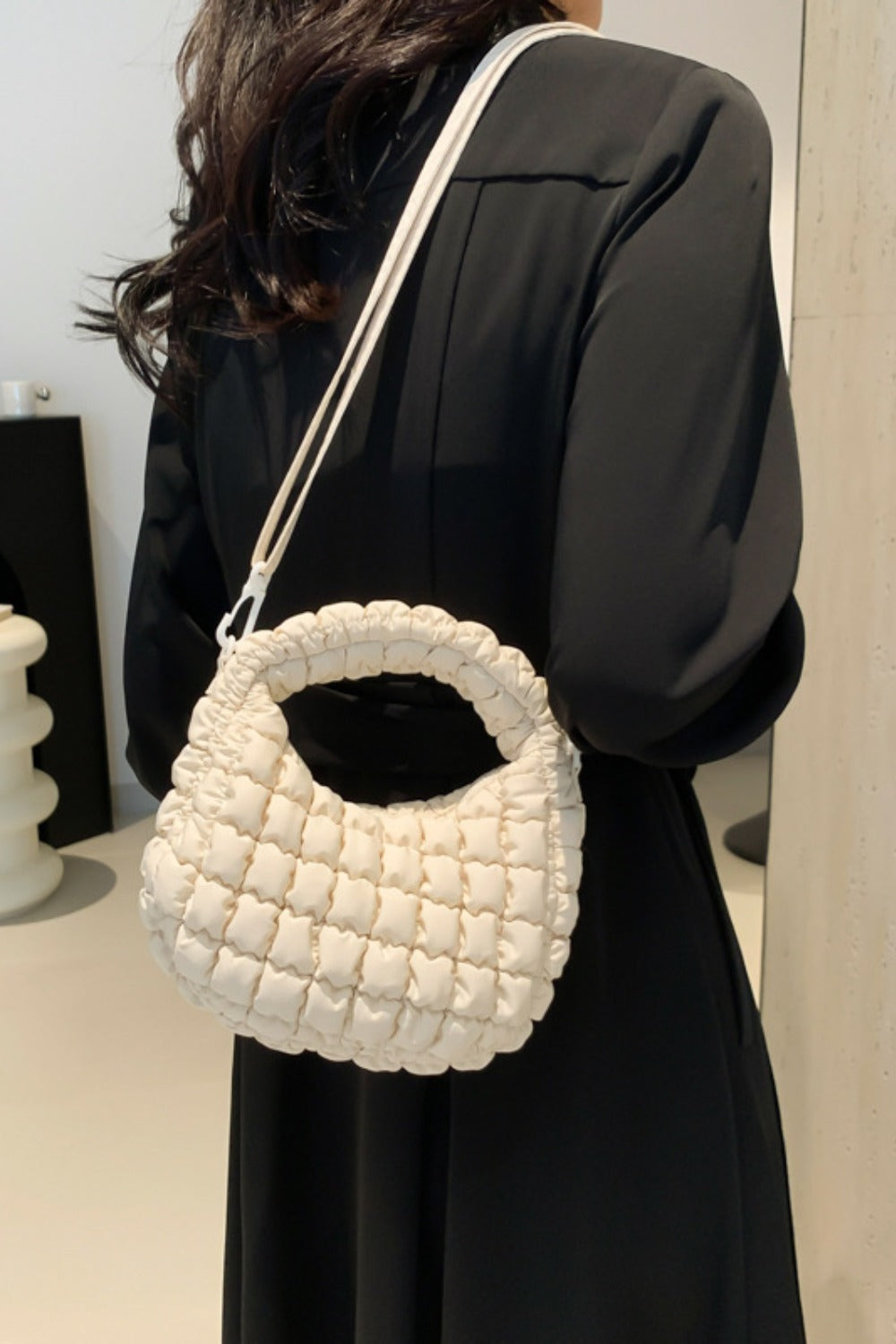 Quilted Puffy Removable Strap Crossbody Bag