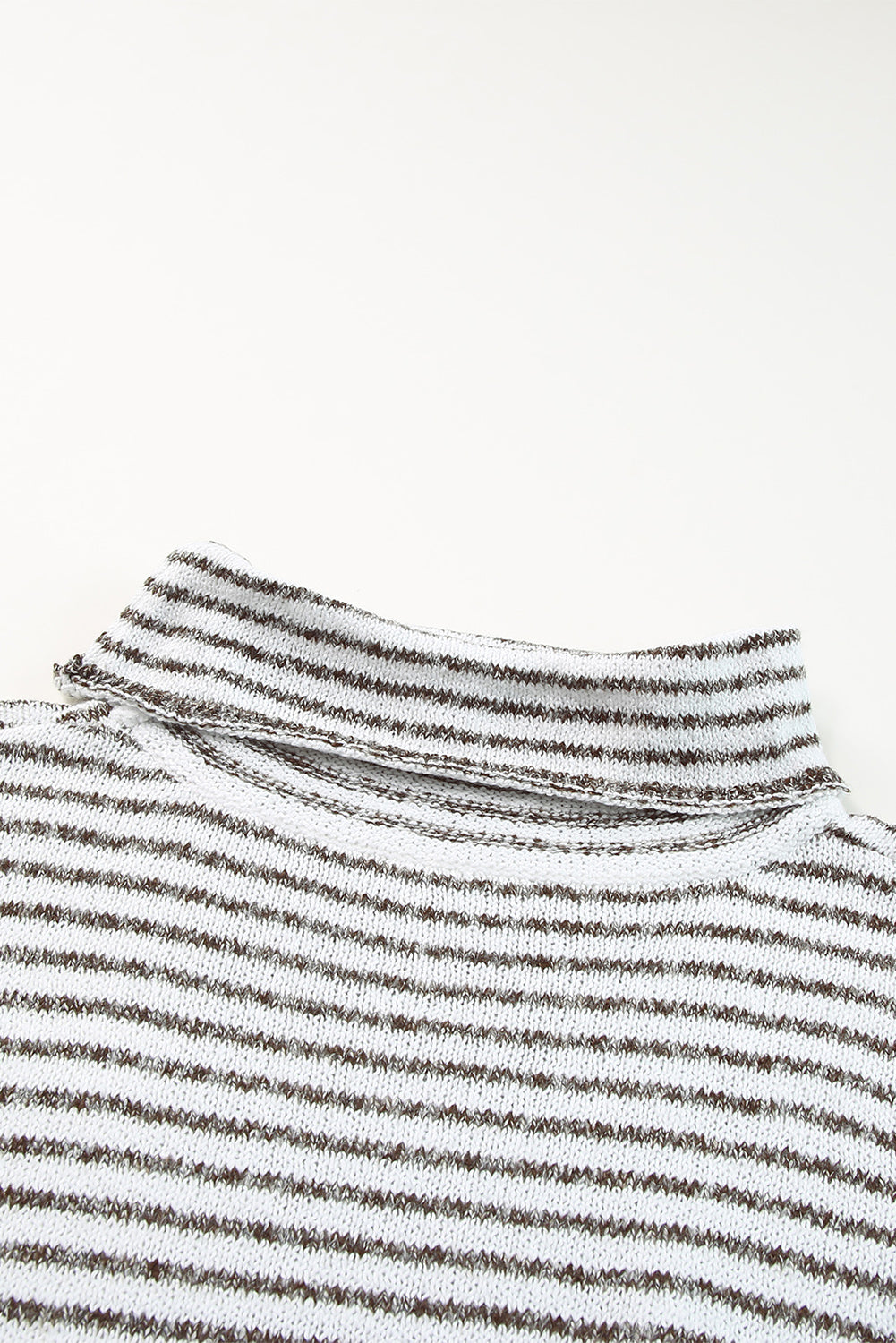 Brown Striped Turtleneck Loose Sweater