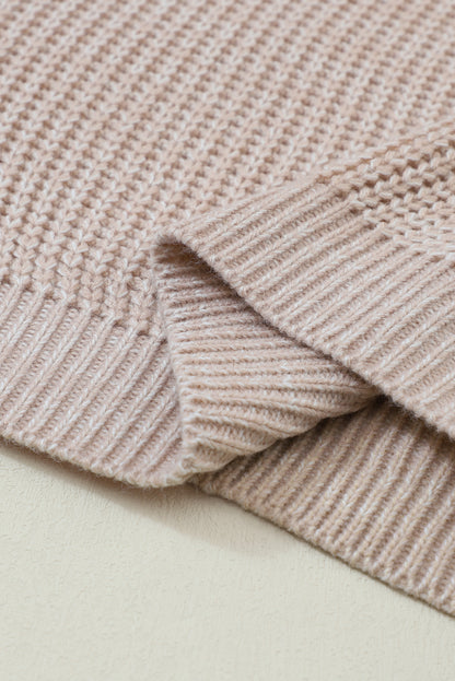 Light Grey Cable Knit Sleeve Drop Shoulder Sweater