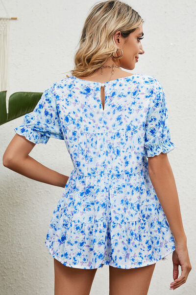 Floral Round Neck Short Sleeve T-Shirt